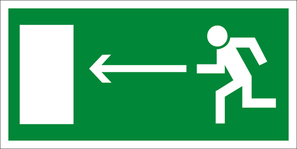 Направление к эвакуационному выходу налево